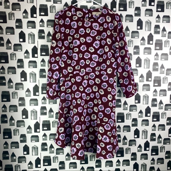 Ann Taylor Loft Floral Print 3/4 Sleeve Midi Dress